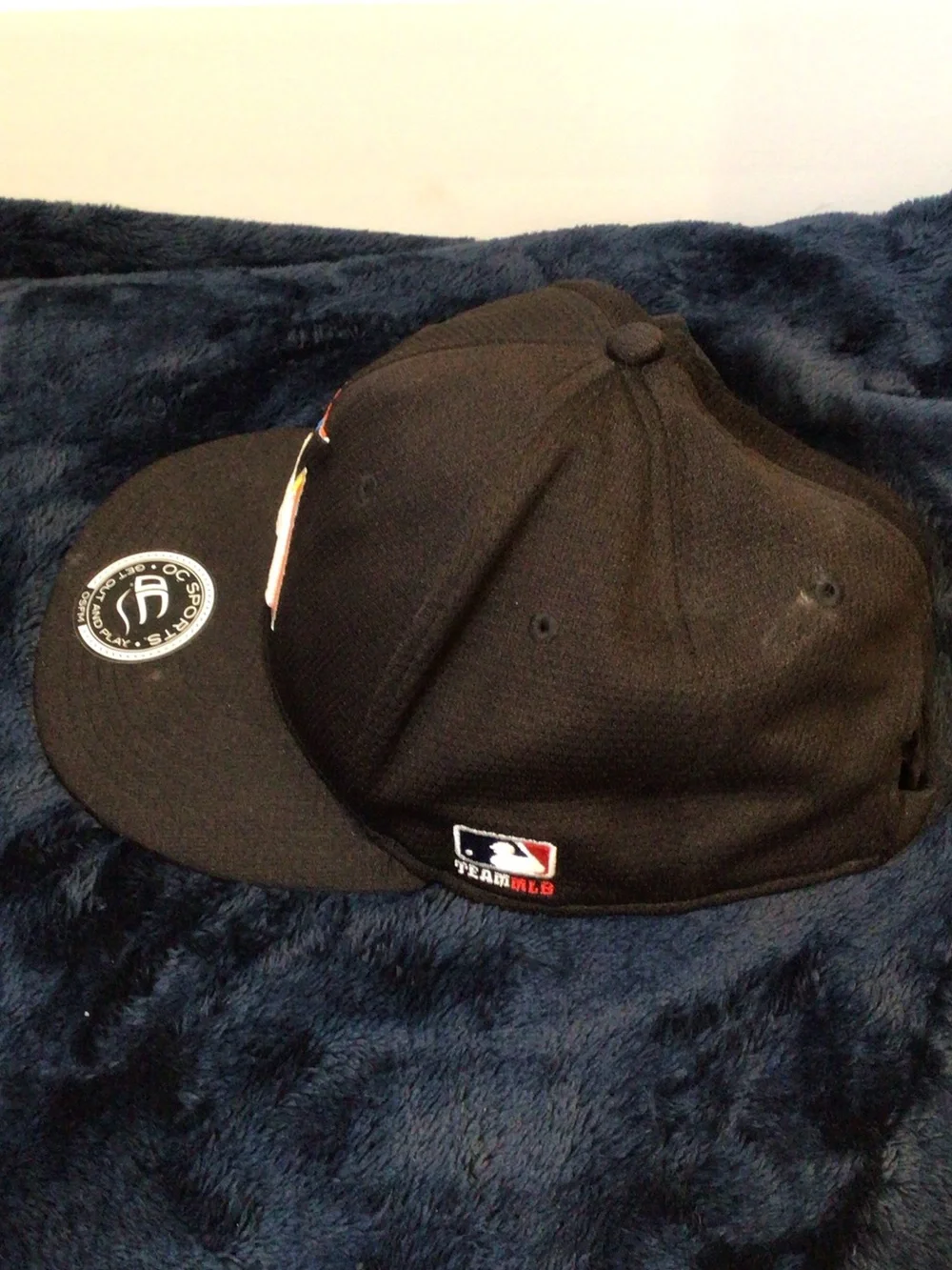 Miami Marlins Kids Black Fitted Hat with Team Logo